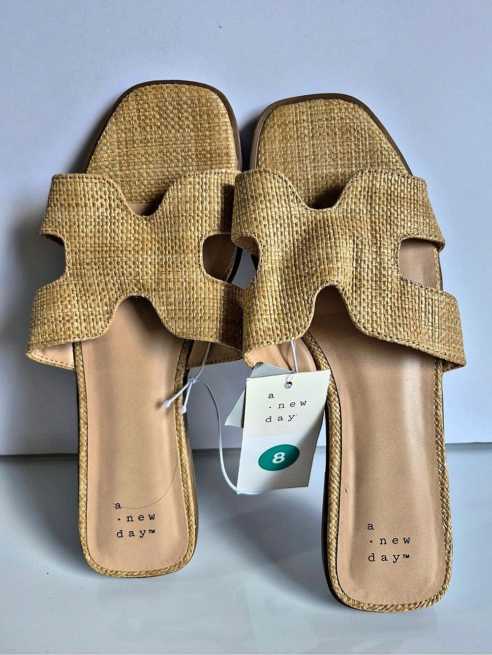 a new day Jolie Slide Sandals Woven Slide Sandals in Tan US 8 NWT